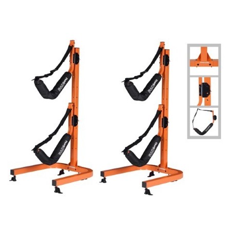 LEISURE SPORTS Kayak Double Storage Rack, Self-Standing 2 Canoes CLeisure Sportsle Set with Adjustable Safety Strap 109026NNM